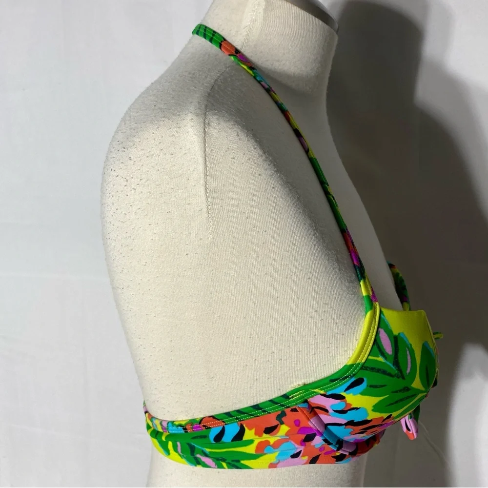 Aerie Vibrant Floral Halter Bikini Top With Underwire 34B - Picture 5 of 13